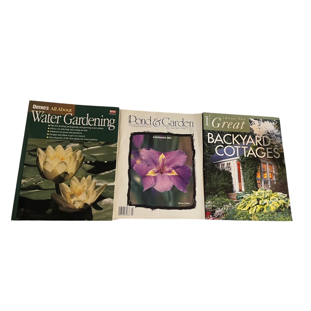 Set 3 Gardening Magazines Pond & Garden Orthos Water Gardening Backyard Cottage
